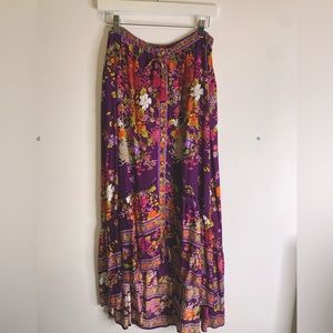 Tulle & Batiste medium skirt rayon high-low skirt purple with colourful flower